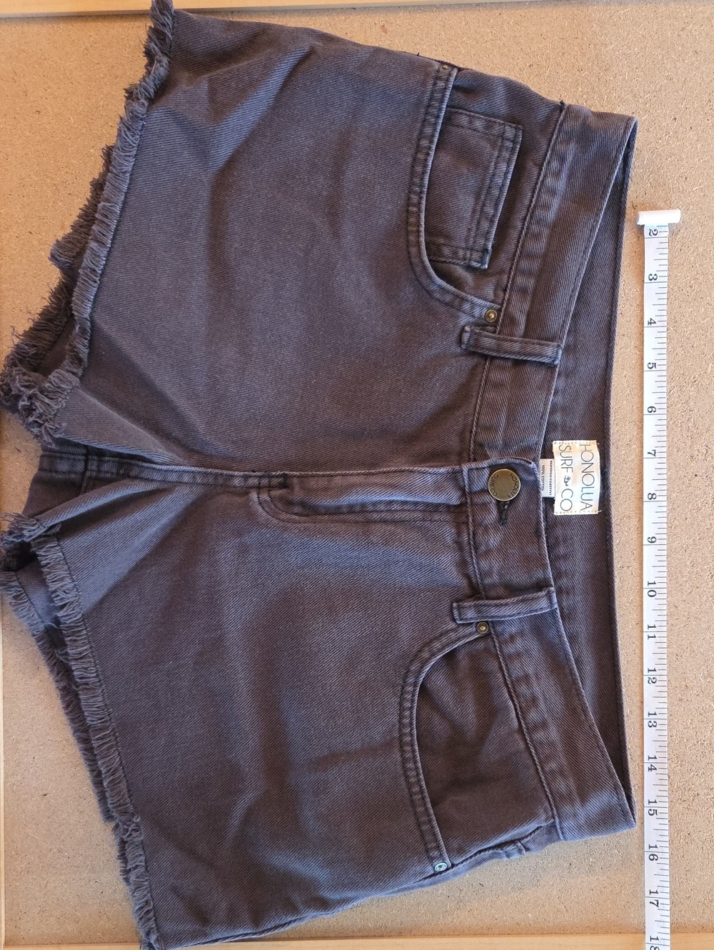 Women's Charcoal Denim Frayed Hem Shorts